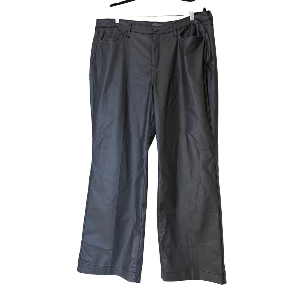 NYDJ Teresa Wide Leg Coated Denim Black Pants Plus Size Women's 20W High Rise